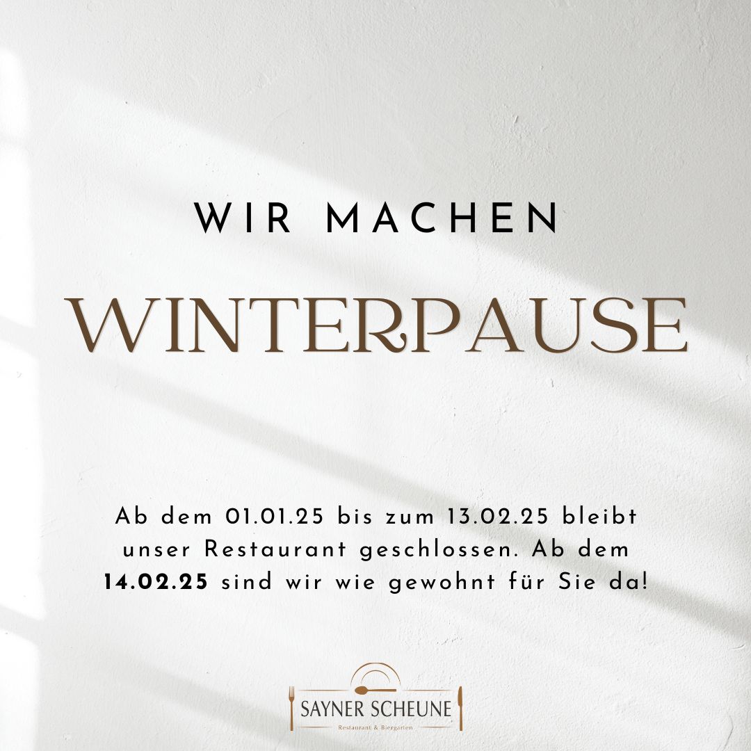  Öffnungszeiten Winterpause