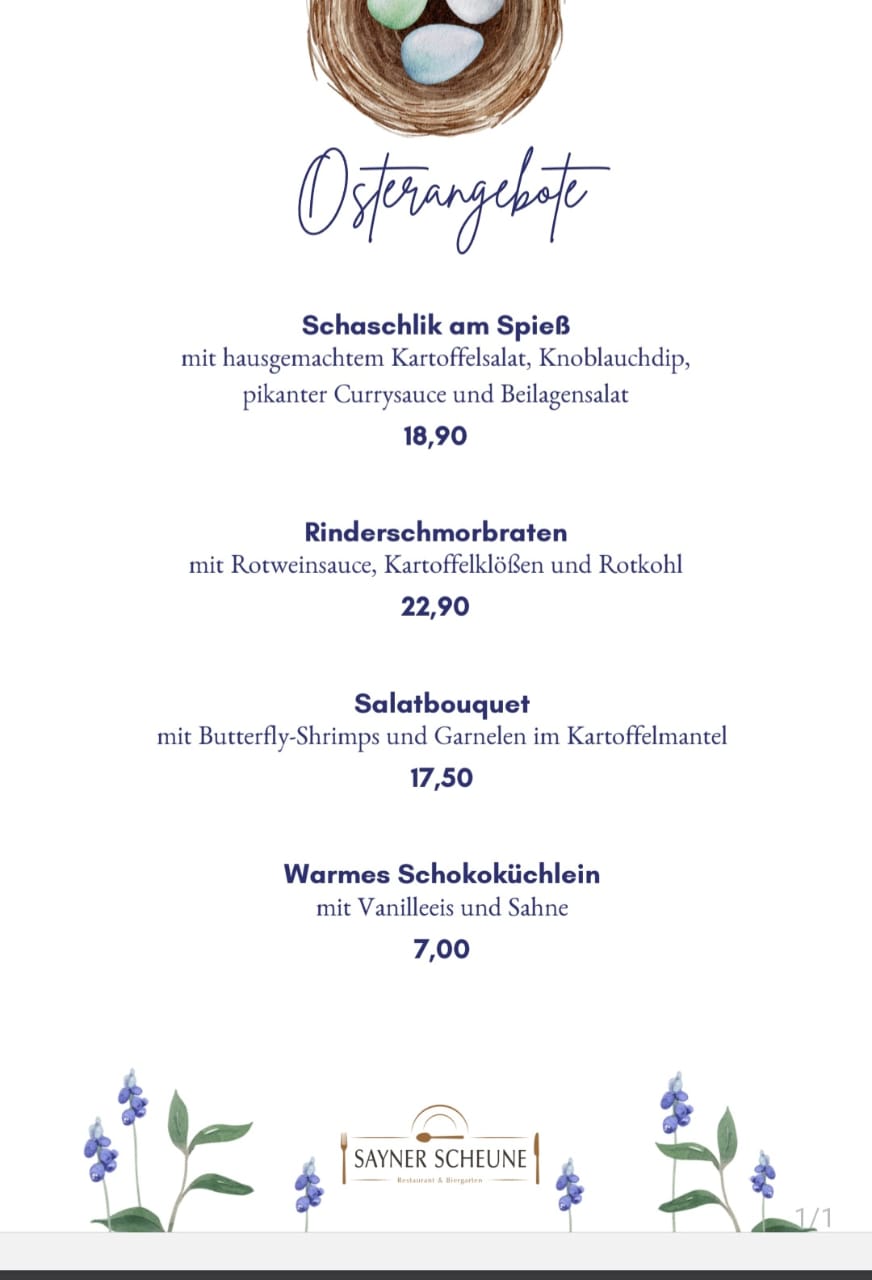 Sayner Scheune 2025 Osterangebot 
